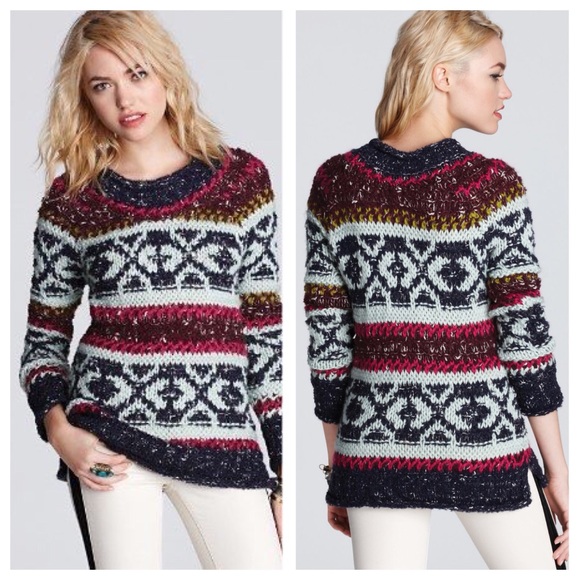 Free People Multi Color Reed Flair chunky sweater - Picture 1 of 7